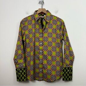 Tizzie Button Up All Over Medallion Print Shirt Womens Size S